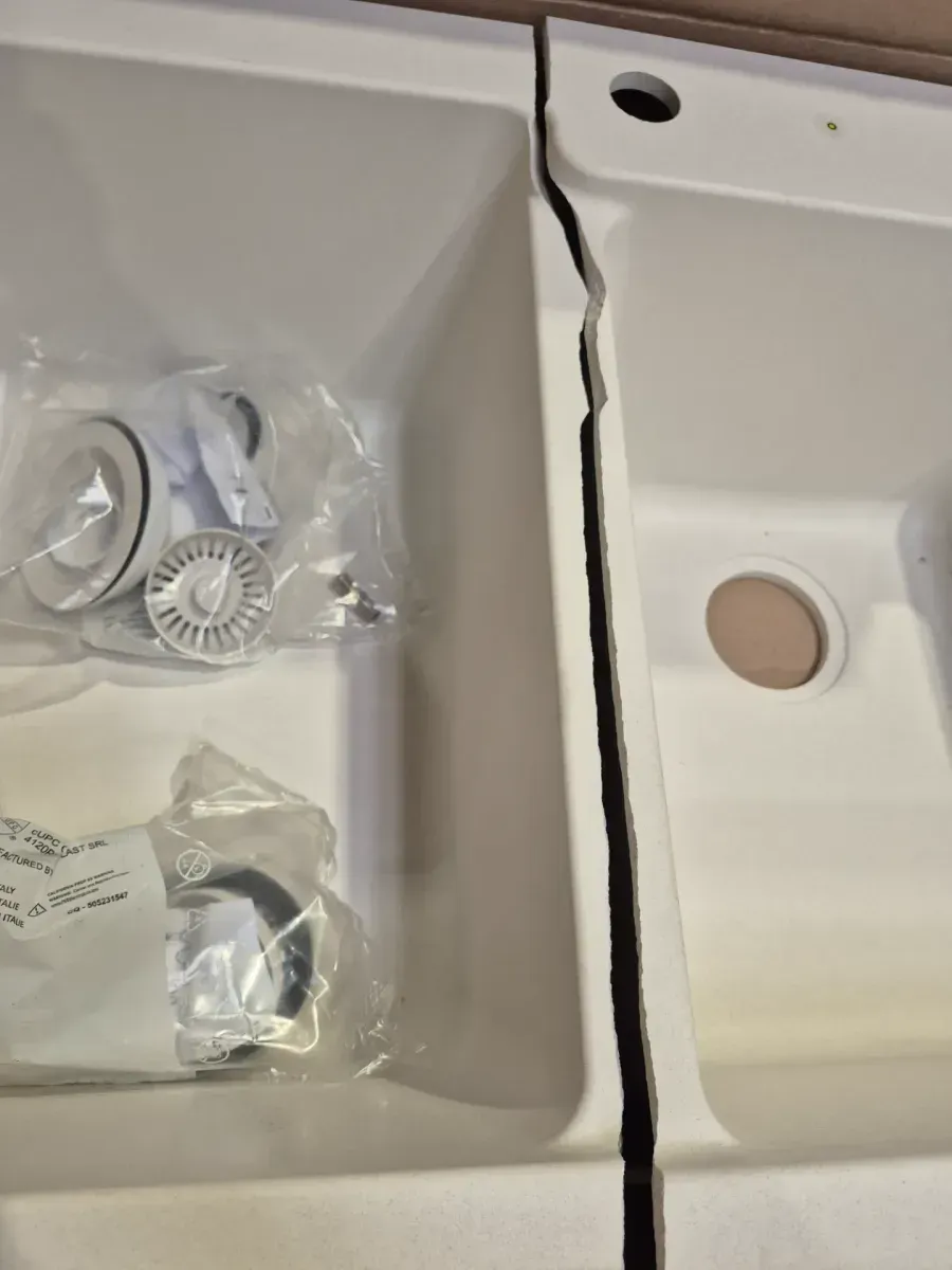 Stonehaven 33 in. Drop-In 60/40 Double Bowl White Ice Granite Composite Kitchen Sink with White Strainer - image 5