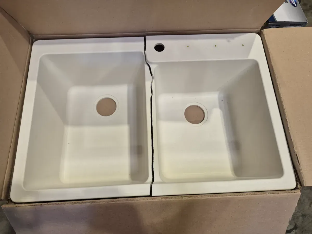 Stonehaven 33 in. Drop-In 60/40 Double Bowl White Ice Granite Composite Kitchen Sink with White Strainer - image 3