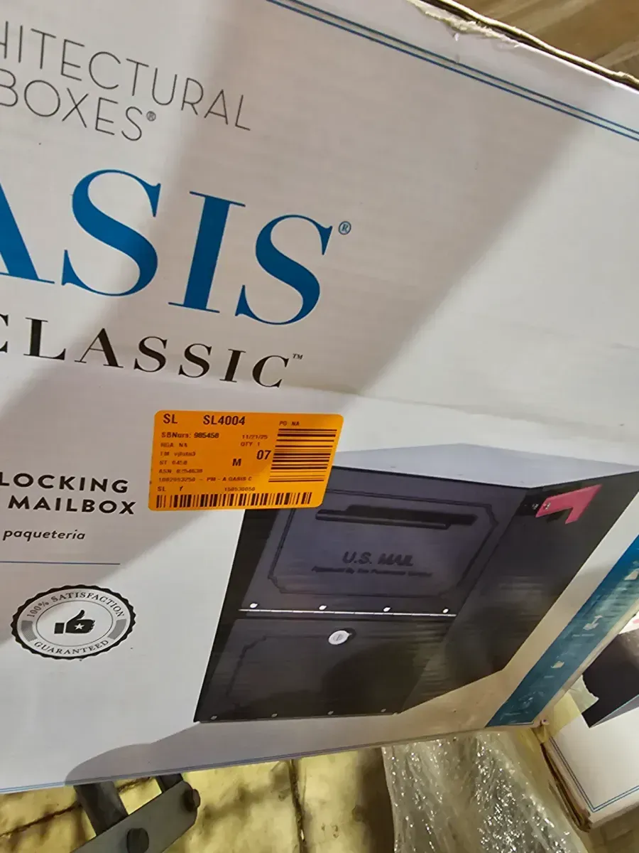 Oasis Classic Black Extra Large Locking Parcel Mailbox, 46-1/2 in. Black Post and 2 lb. PostFix Mix Combo - image 4