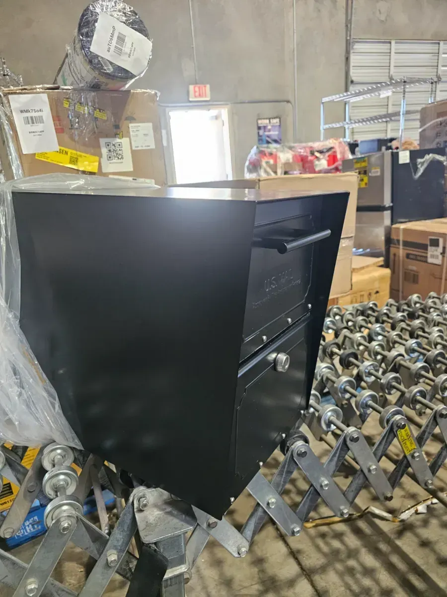 Oasis Classic Black Extra Large Locking Parcel Mailbox, 46-1/2 in. Black Post and 2 lb. PostFix Mix Combo - image 2