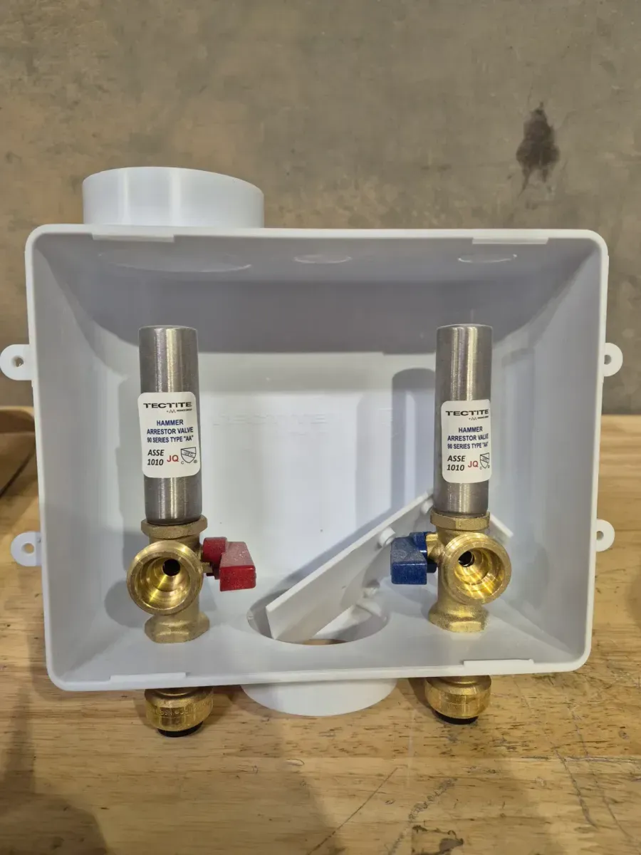 1/2 in. Brass Push-to-Connect x 3/4 in. Male Hose Thread Washing Machine Outlet Box with Water Hammer Arrestors - image 3