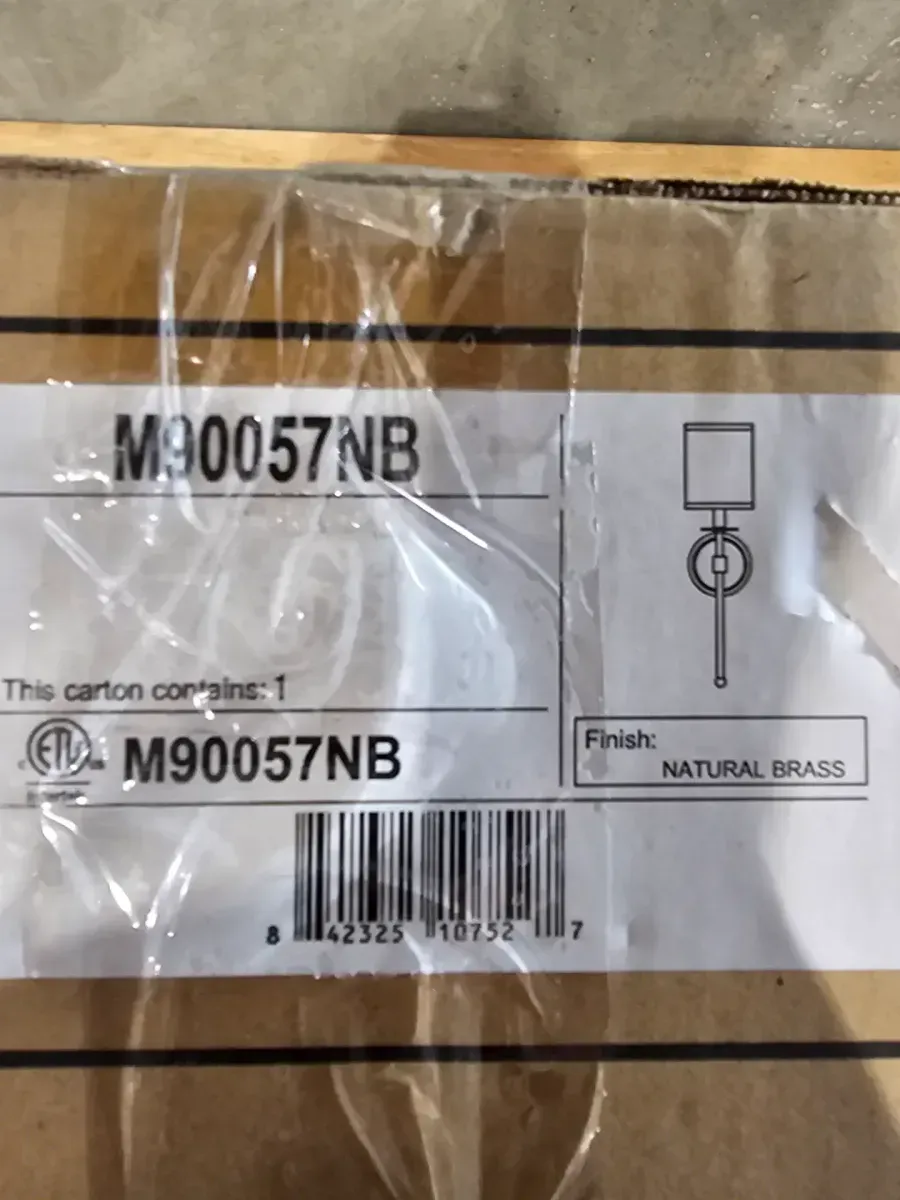 5 in. W x 20 in. H 1-Light Natural Brass Wall Sconce with White Fabric Shade - image 3