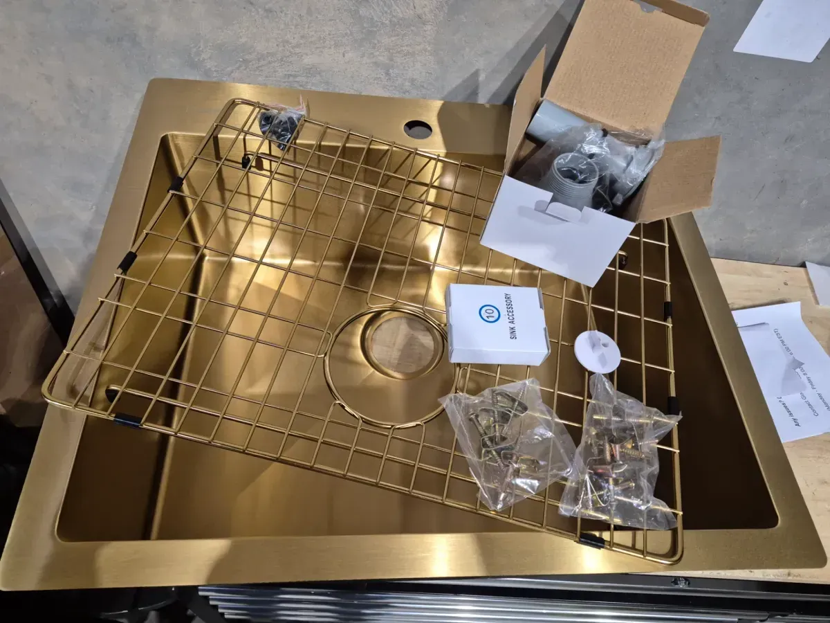 25 in. Drop-In Single Bowl 18-Gauge Gold Stainless Steel Kitchen Sink with Accessories - image 4