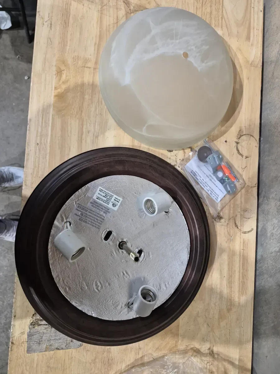 3-Light Old Bronze Flush Mount with Alabaster Glass - image 2