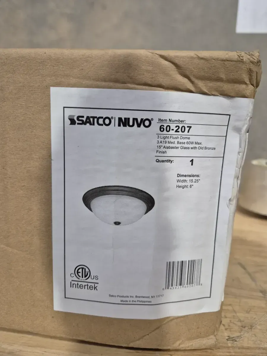 3-Light Old Bronze Flush Mount with Alabaster Glass - image 4