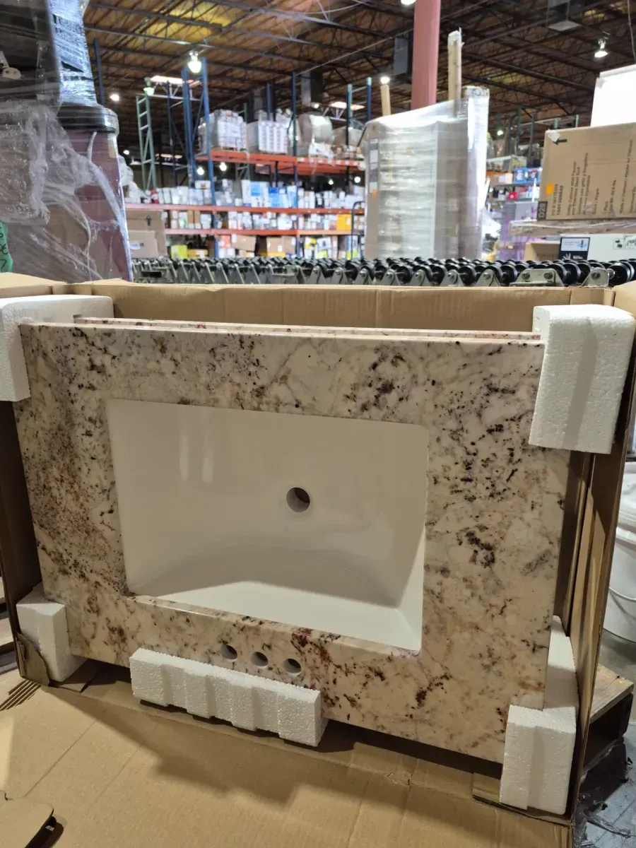 31 in. W x 19 in. D Cultured Marble Vanity Top in Solid White with Solid White Basin with 4 in. Faucet Spread - image 5