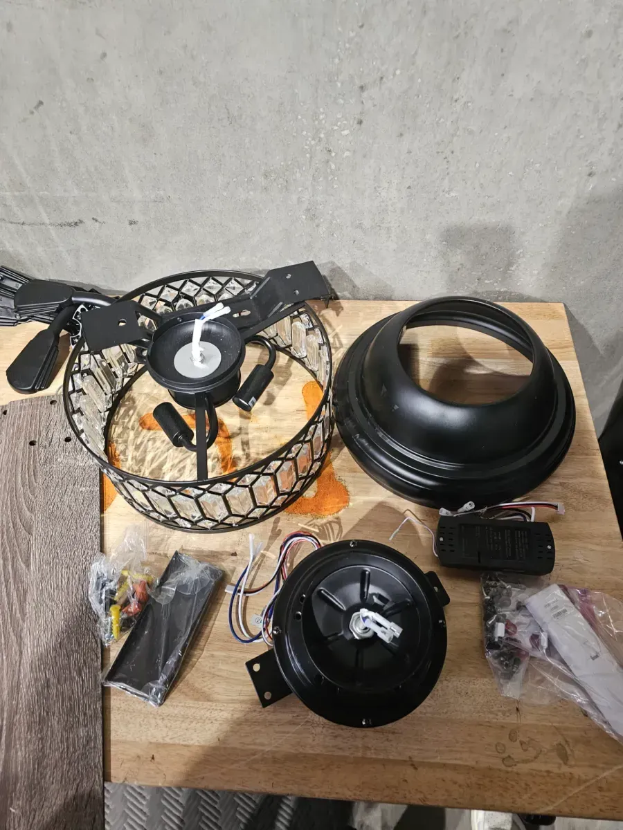 56 in. Smart Indoor Black Flush Mount Farmhouse Chandelier 6-Speeds Ceiling Fan with Remote Control and Lights - image 2