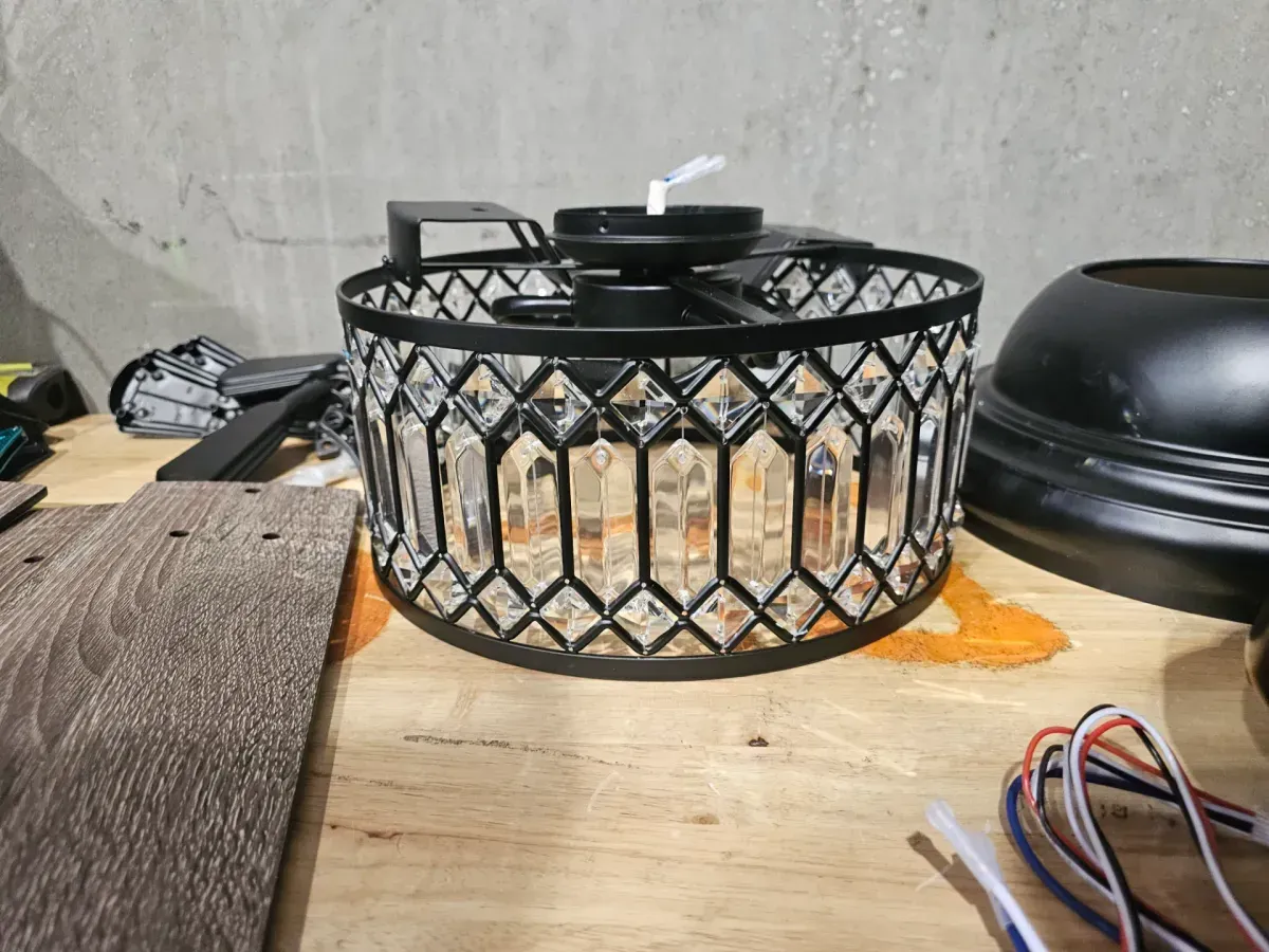 56 in. Smart Indoor Black Flush Mount Farmhouse Chandelier 6-Speeds Ceiling Fan with Remote Control and Lights - image 3