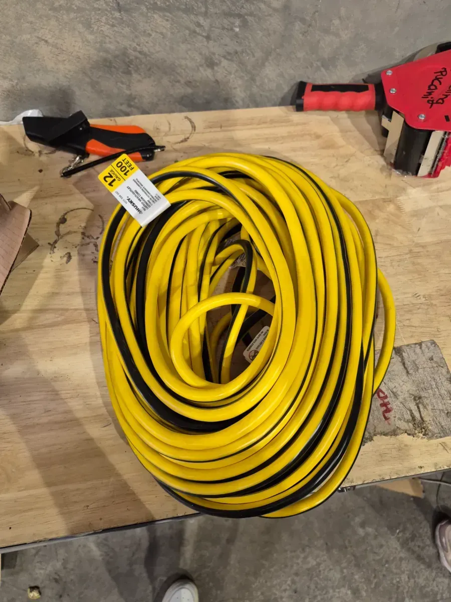 VividFlex 100 ft. 12/3 Heavy Duty Indoor/Outdoor Triple Tap Extension Cord with Lighted Ends, Yellow - image 2