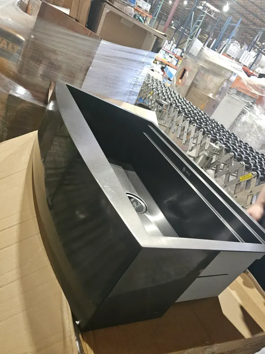 All-in-One Matte Black Finished Stainless Steel 33 in. x 22 in. Farmhouse Apron Mount Kitchen Sink with Faucet - image 2