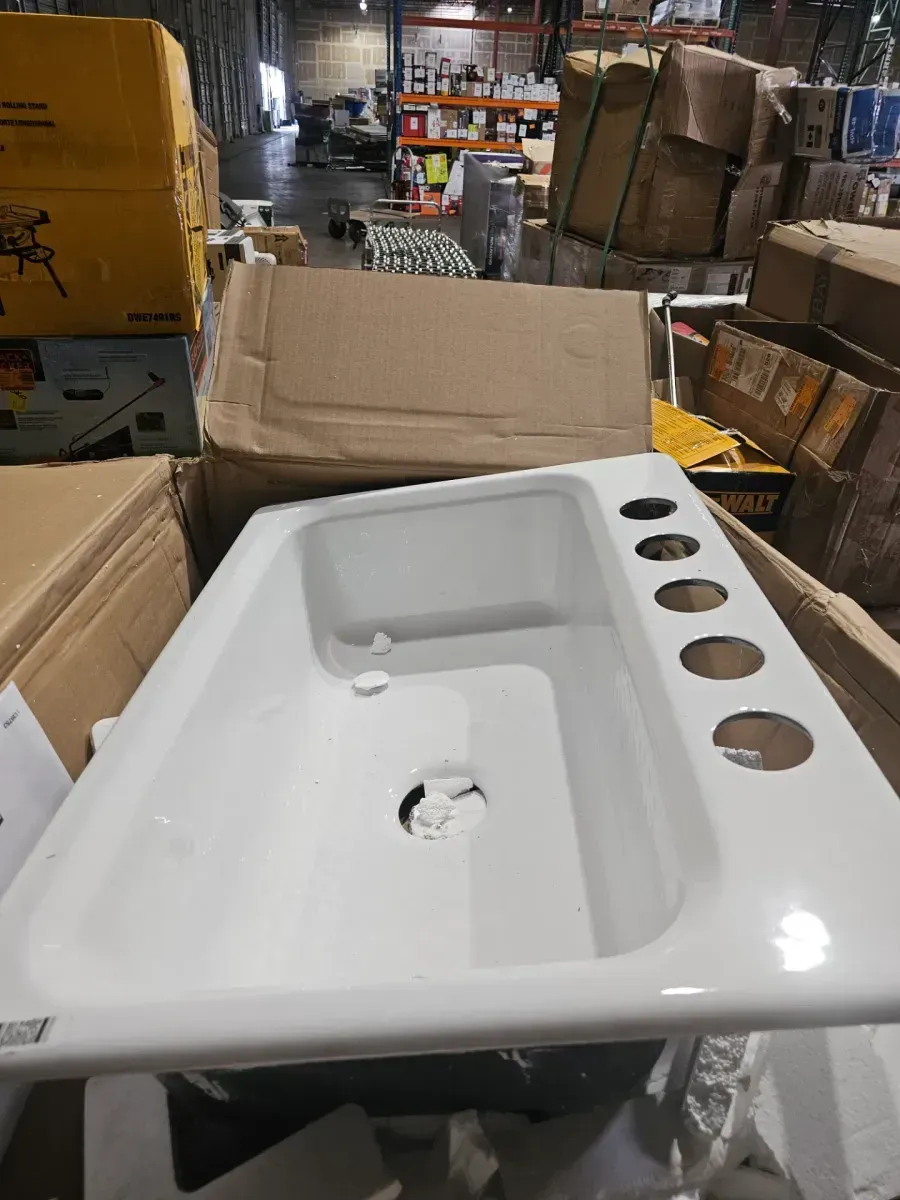 Towne 33 in. Drop-In Single Bowl Cast Iron Sink with 5-Faucet Holes - image 2