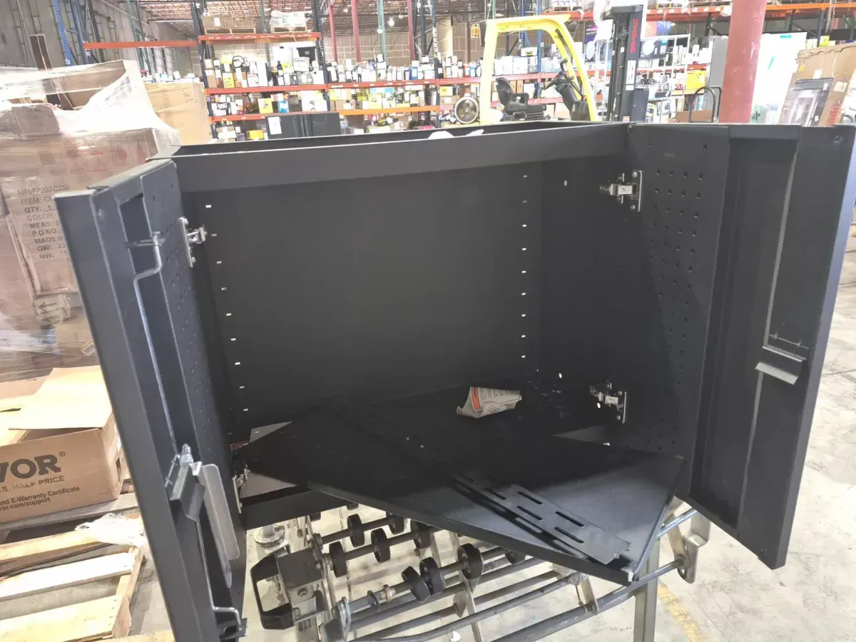 Heavy Duty  28 in. W x 32 in. H x 21.5 in. D  Welded 20-Gauge Steel 2-Door Garage Base Freestanding Cabinet in Black - image 2