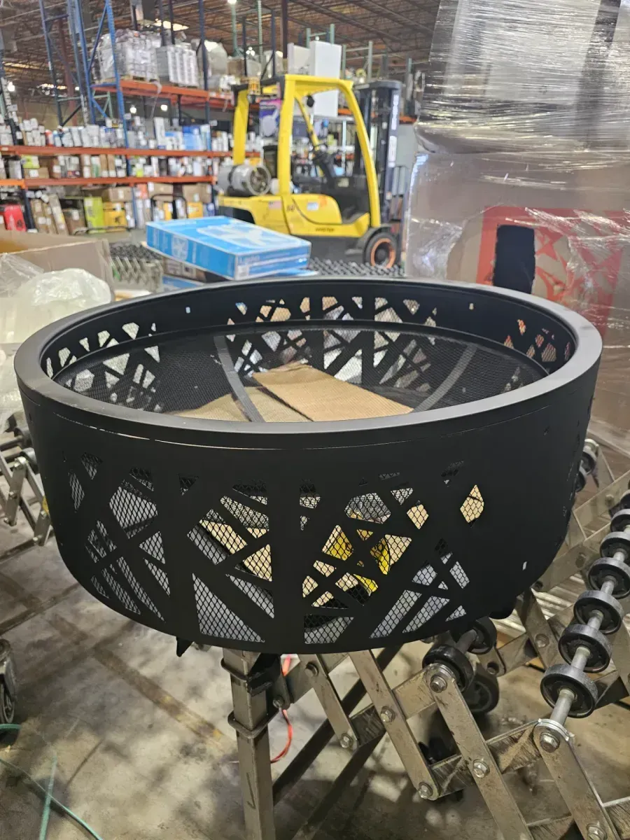 29.50 in. W Black Steel Wood Outdoor Fire Pit with Spark Screen and Poker Included - image 2