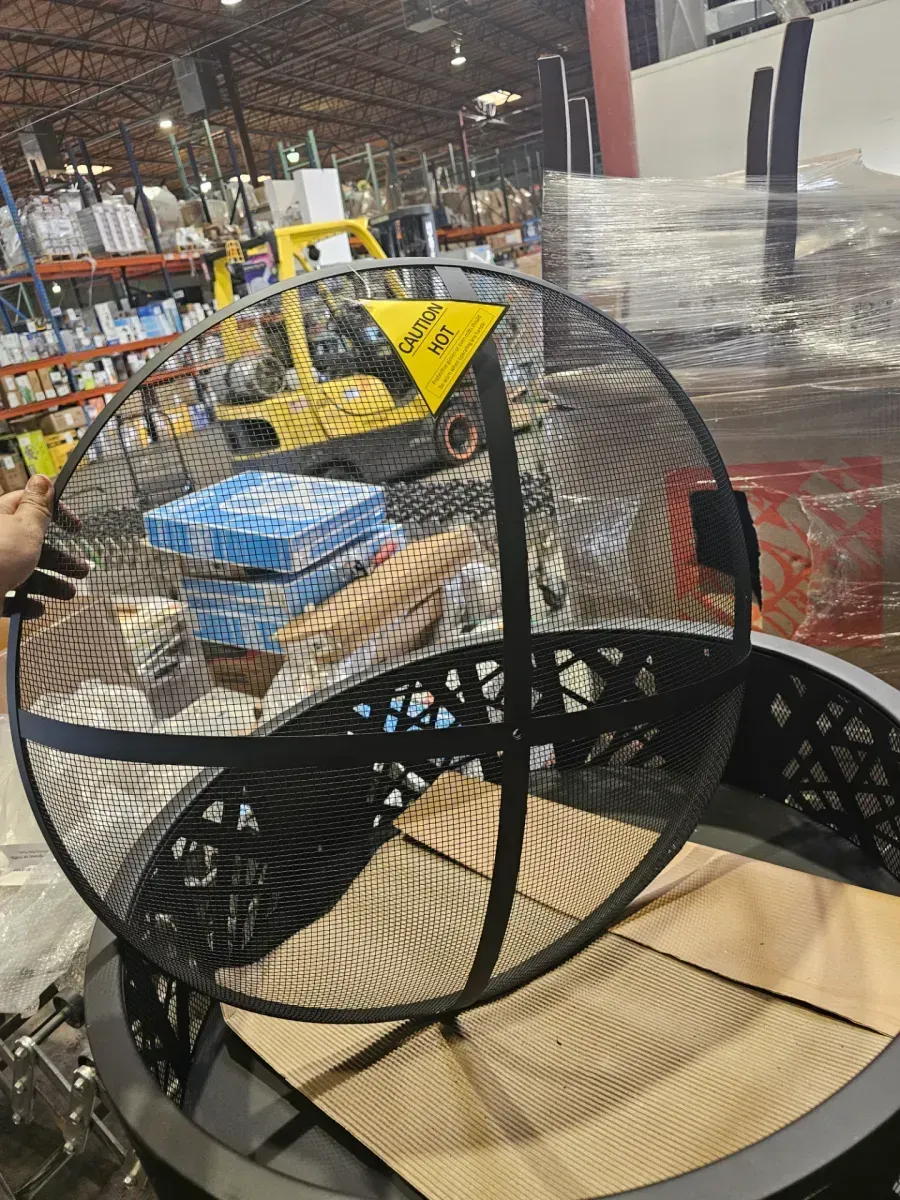 29.50 in. W Black Steel Wood Outdoor Fire Pit with Spark Screen and Poker Included - image 3