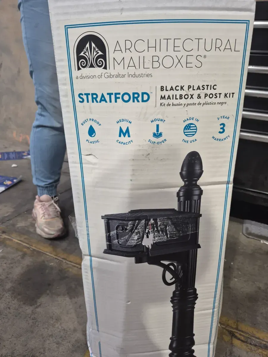 Architectural Mailboxes Stratford Black, Medium, Plastic, All-In-One Mailbox and Post Combo - image 2