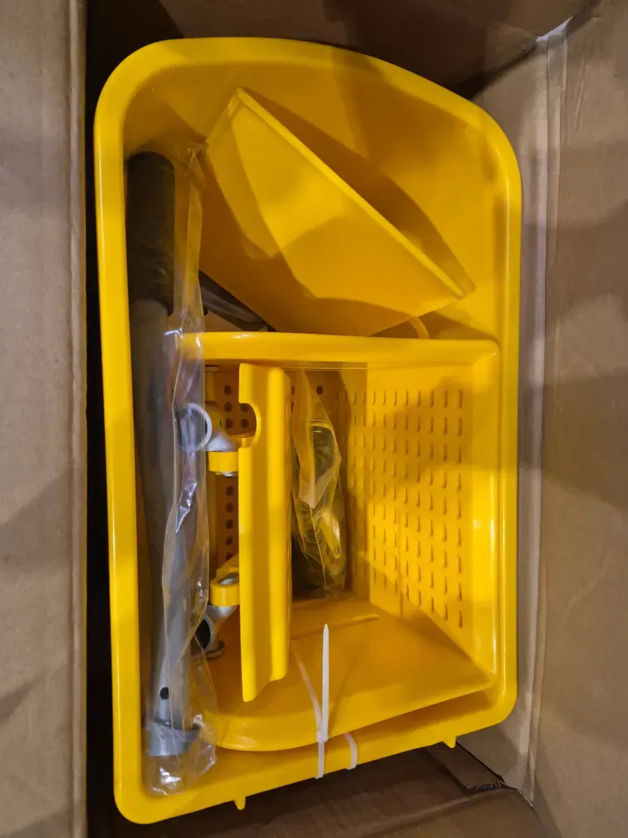 5 Gal. Yellow Plastic Steel Janitor Mop Bucket with Down Press Wringer and Wheels - image 2
