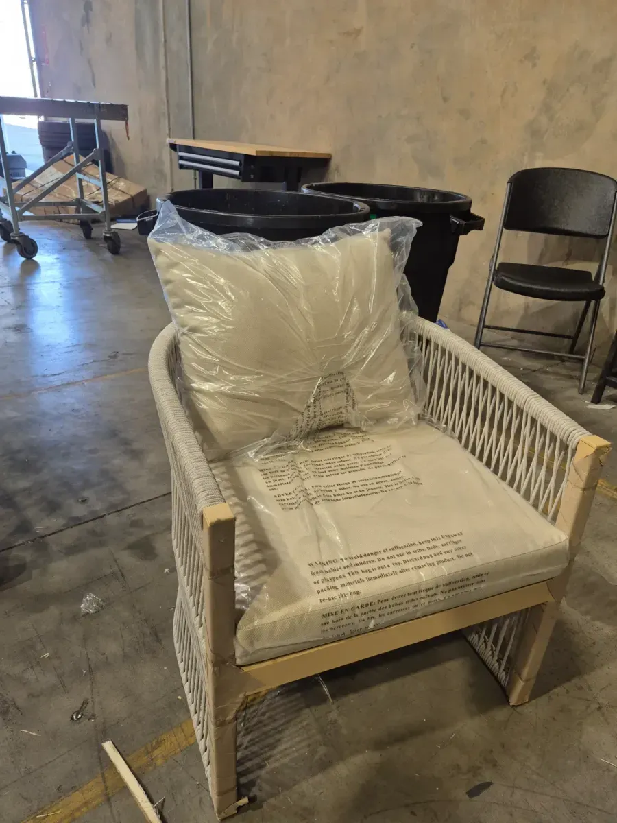 ***only one chair***Mapleton Outdoor Aluminum and Rope Woven Accents Patio Lounge Chair with Beige Cushions, Natural - image 3