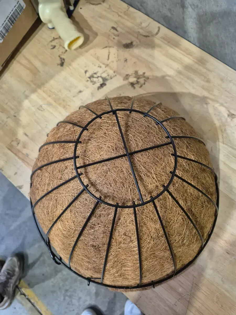 Growers Medium Black Metal Hanging Round Planter with Coco Liner (14 in. L x 14 in. W x 7 in. H) - image 3