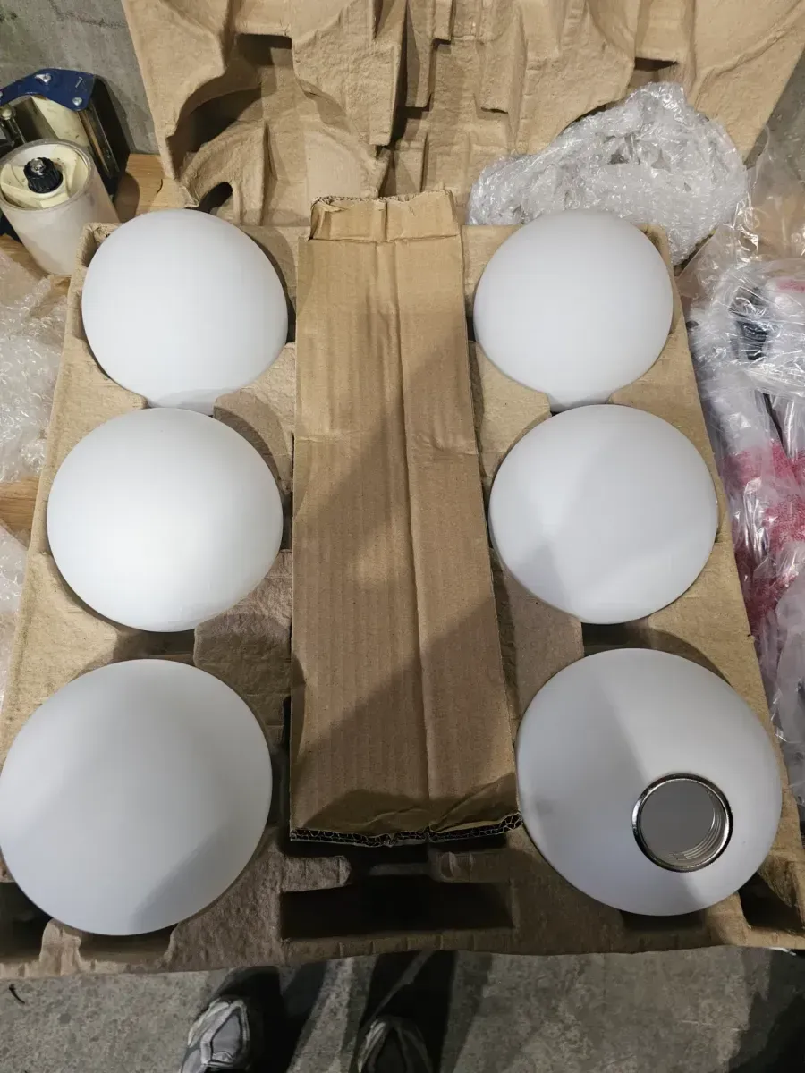 39 in. 6-Light Black Sputnik Pendant Light Fixture with Opal Glass Globe Shades - image 2