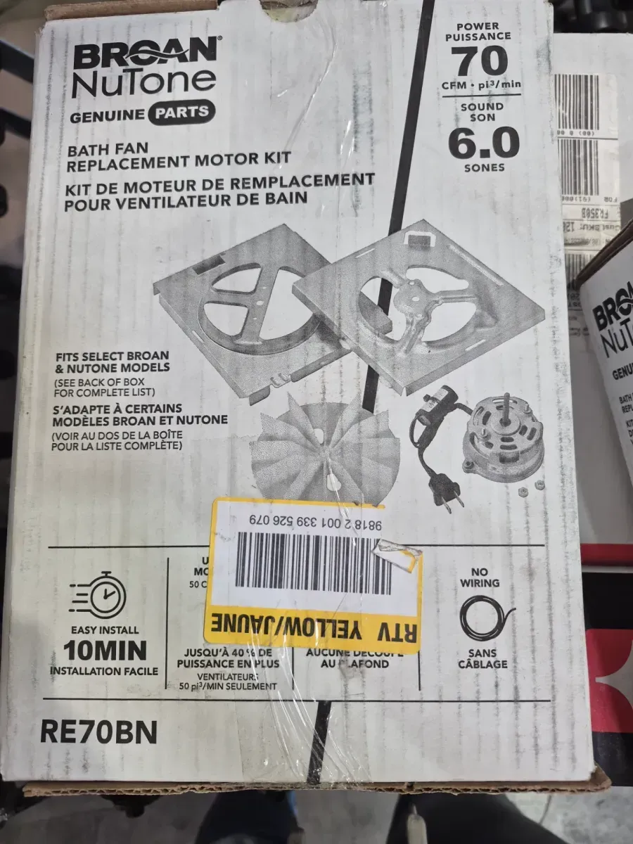 Universal Bathroom Exhaust Fan Motor and Blower Wheel Replacement Kit - image 2