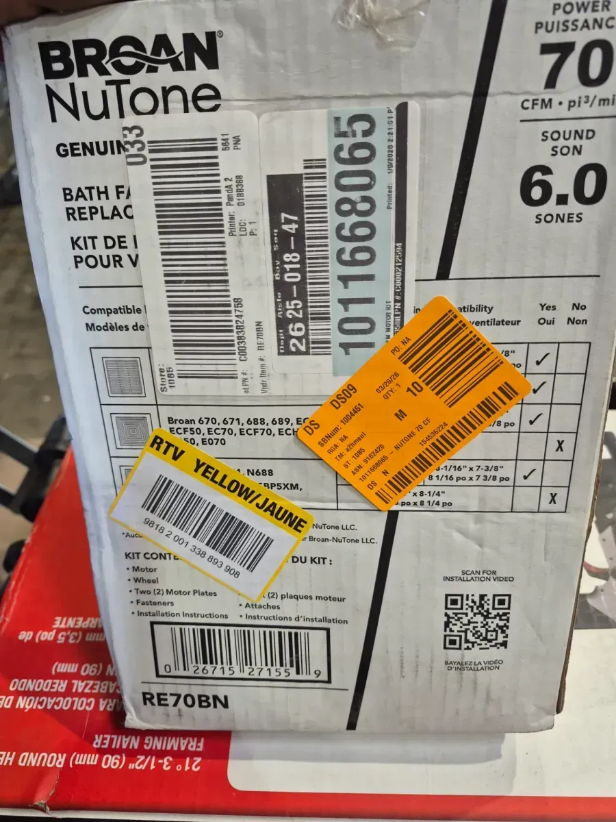 Universal Bathroom Exhaust Fan Motor and Blower Wheel Replacement Kit - image 2