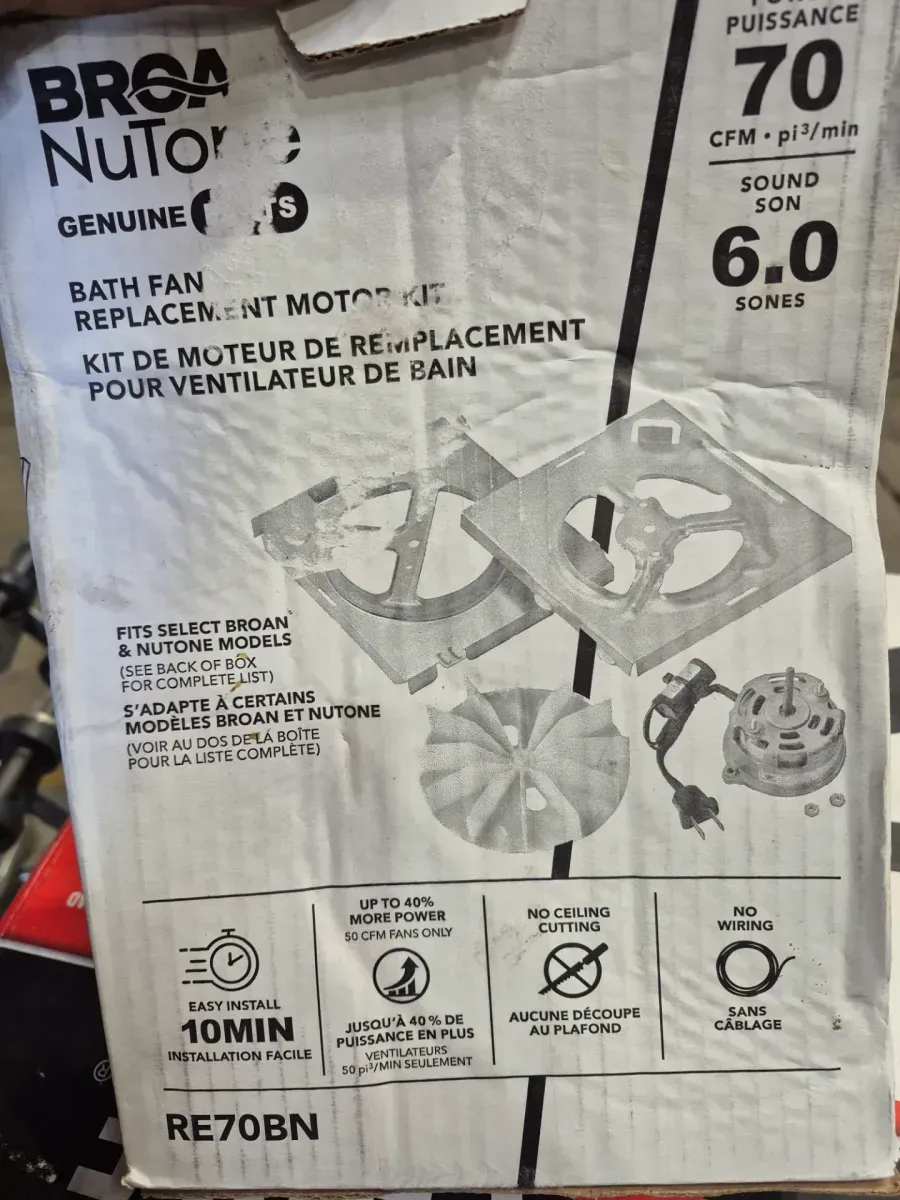 Universal Bathroom Exhaust Fan Motor and Blower Wheel Replacement Kit - image 4