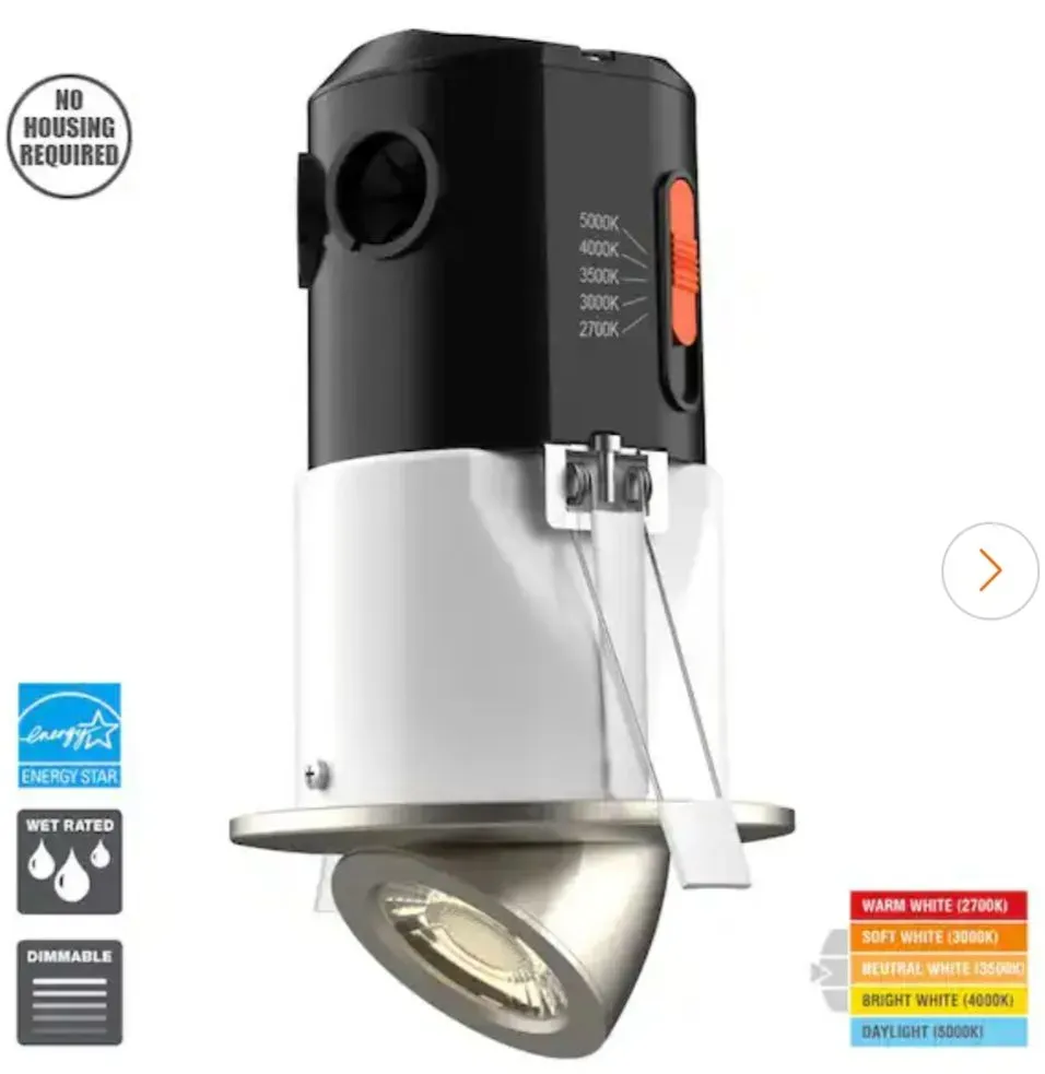 Premium Downlight 3 in. 2700K - 5000K Brushed Nickel New Construction/Remodel Recessed Integrated LED Gimbal Kit - image 1