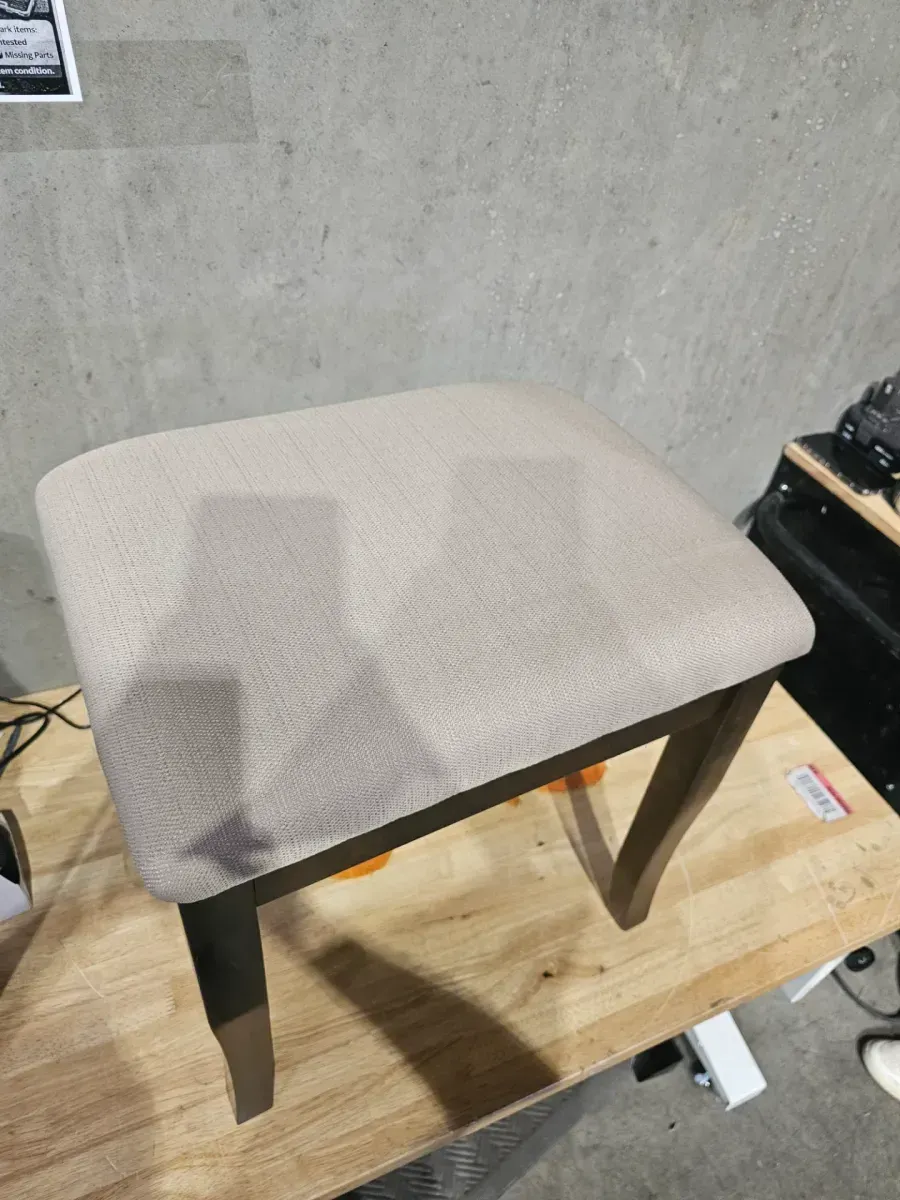 Upholstered Wooden Vanity Stool with Dark Brown Finish - image 3