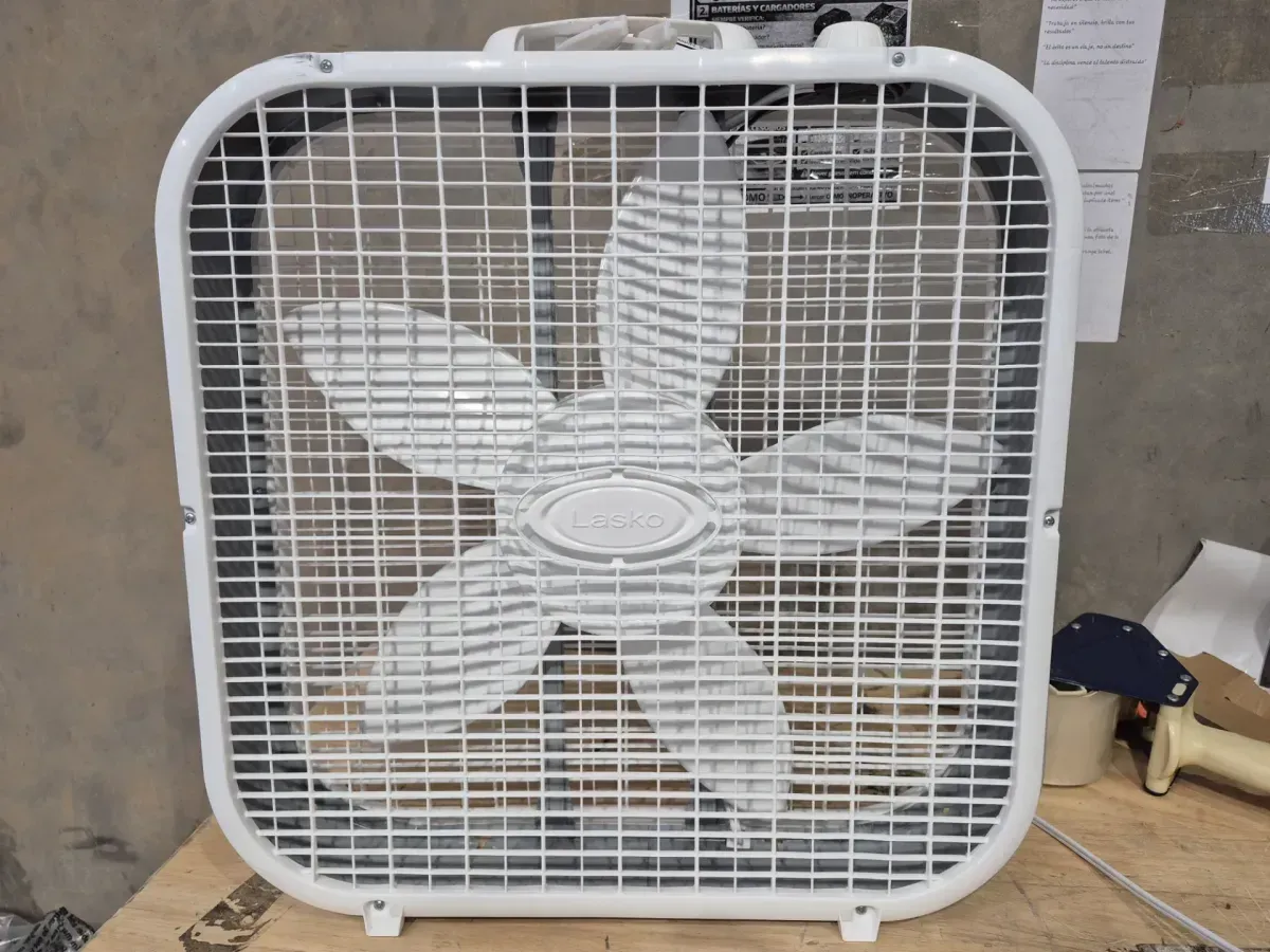 Lasko 20 in. 3 Speed Air Circulating Box Fan for Home in White with Save Smart Technology, 1820 CFM and Carry Handle - image 5