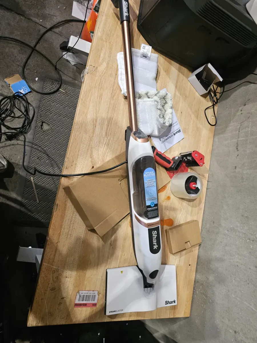 SteamSpot Corded Steam Mop with Steam Blaster for Hard Floors in White with XL Removable Tank, Washable Pads, S2001 - image 2