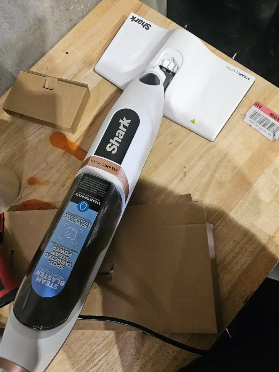 SteamSpot Corded Steam Mop with Steam Blaster for Hard Floors in White with XL Removable Tank, Washable Pads, S2001 - image 3