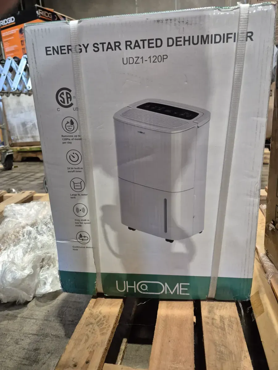 120 pt. 6,000 sq.ft. Dehumidifier in. White with Large Bucket and Drain Hose for Basement, Garage, with Auto Defrost - image 2
