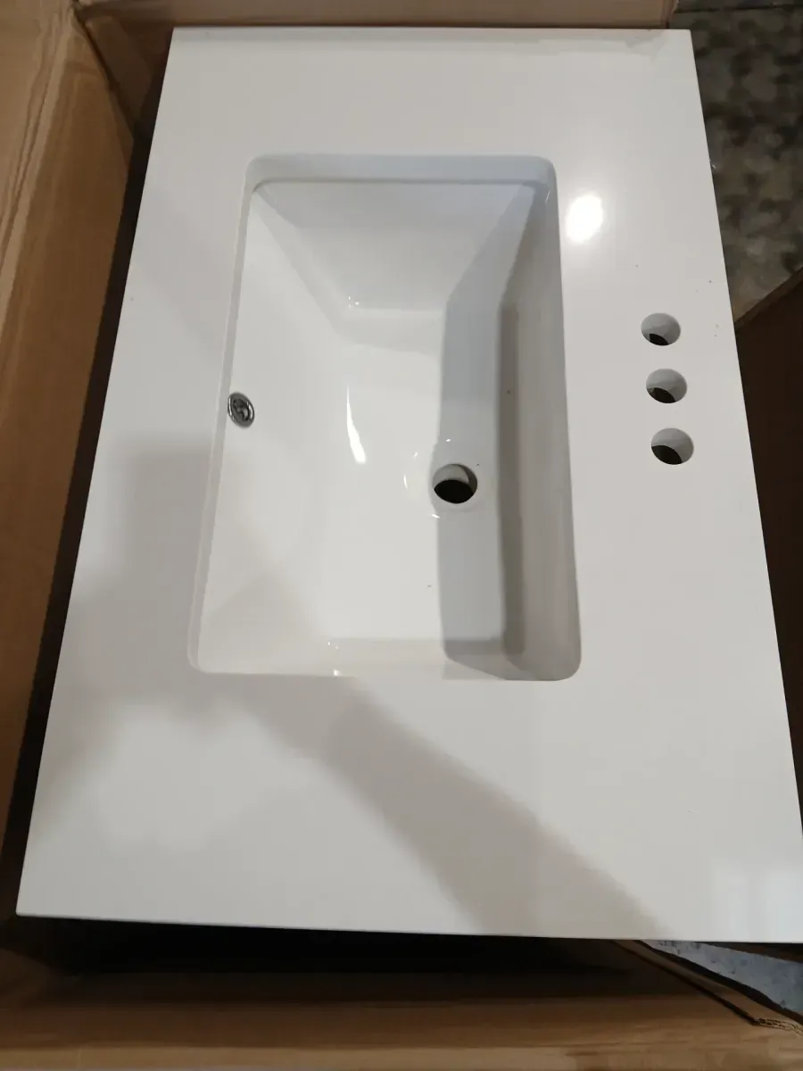 Autumn 30 in. Single Sink Weathered Tan Bath Vanity with White Engineered Stone Top (Assembled) - image 5