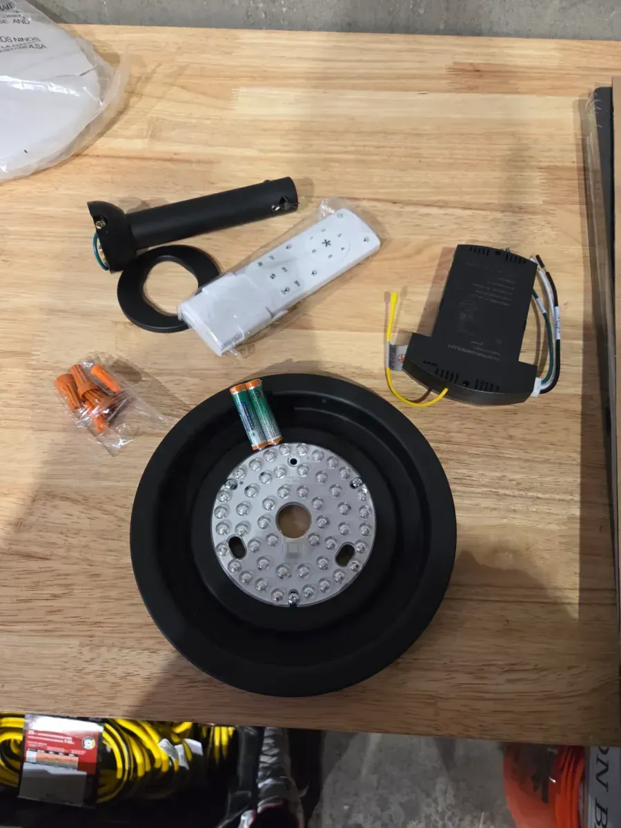 Benning 52 in. Indoor Matte Black Downrod Mount Ceiling Fan with Adjustable White Light LED and Remote Control Included - image 5