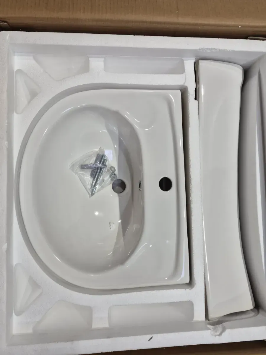 20 in. x 16.5 in. Pedestal Bathroom Sink in White Vitreous China with Single Faucet Hole and Overflow - image 3