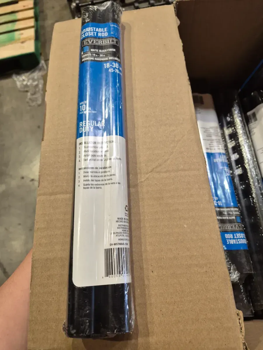 18 in. - 30 in. Adjustable Closet Rod-Matte Black - image 3