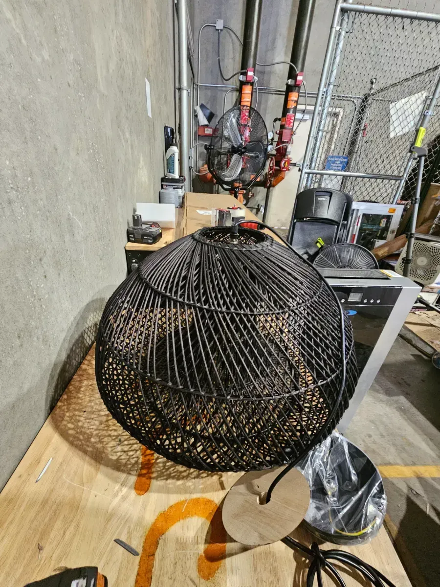 60-Watt 1-Light Black Rattan Hand-Woven Pendant Light with Dome Shape Shade, No Bulbs Included, 24 in. - image 3