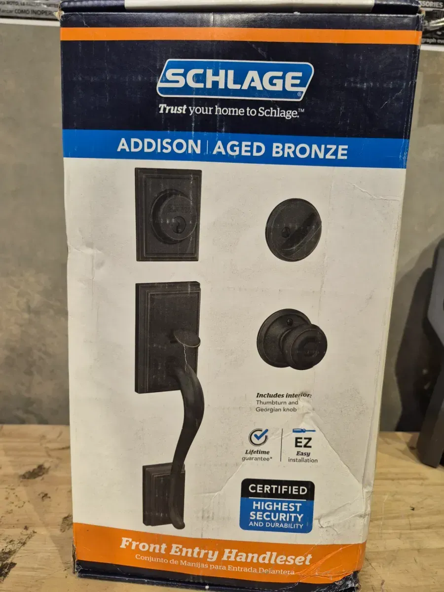 Addison Aged Bronze Single Cylinder Door Handleset with Georgian Knob - image 2