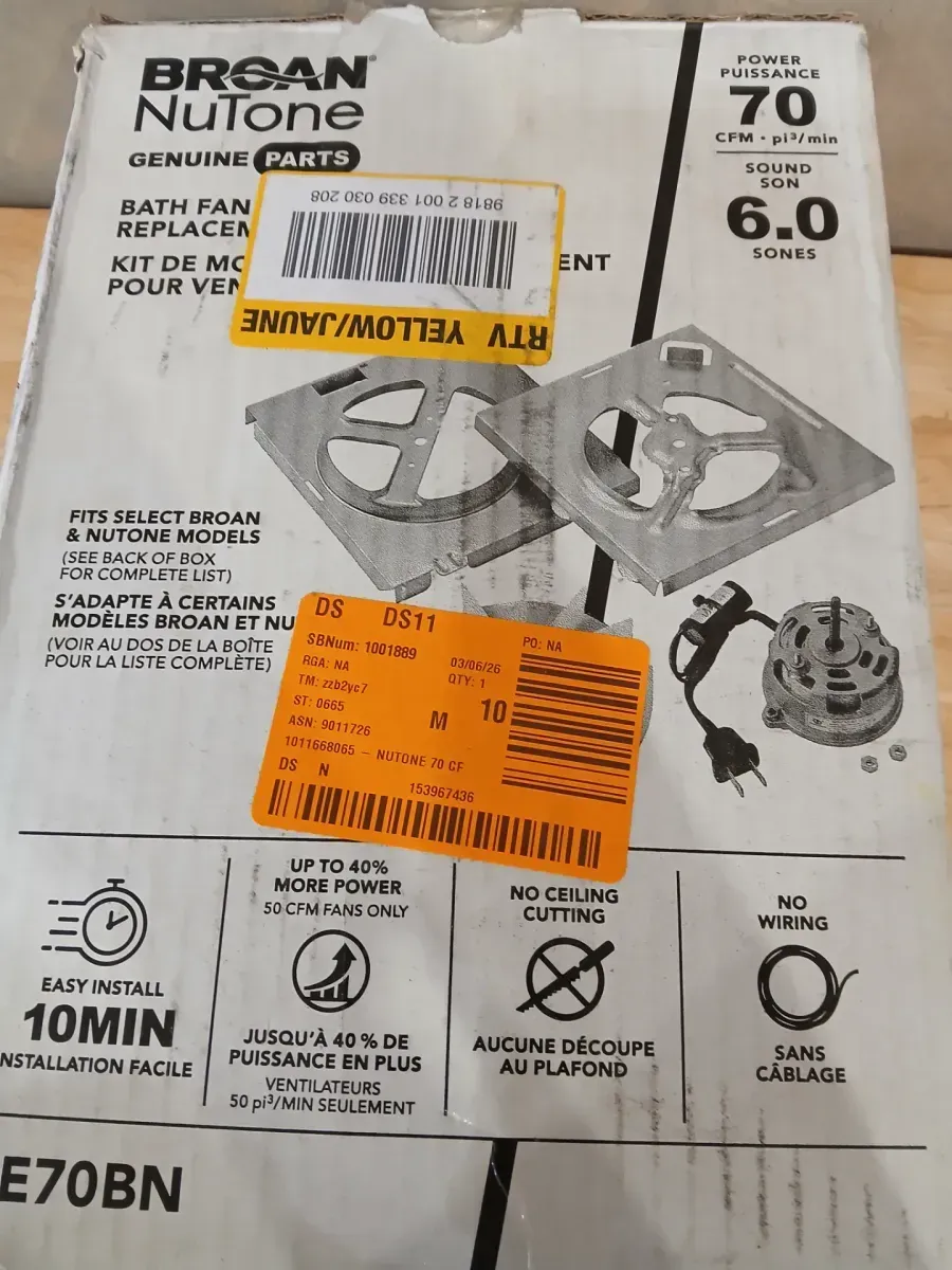 Universal Bathroom Exhaust Fan Motor and Blower Wheel Replacement Kit - image 2