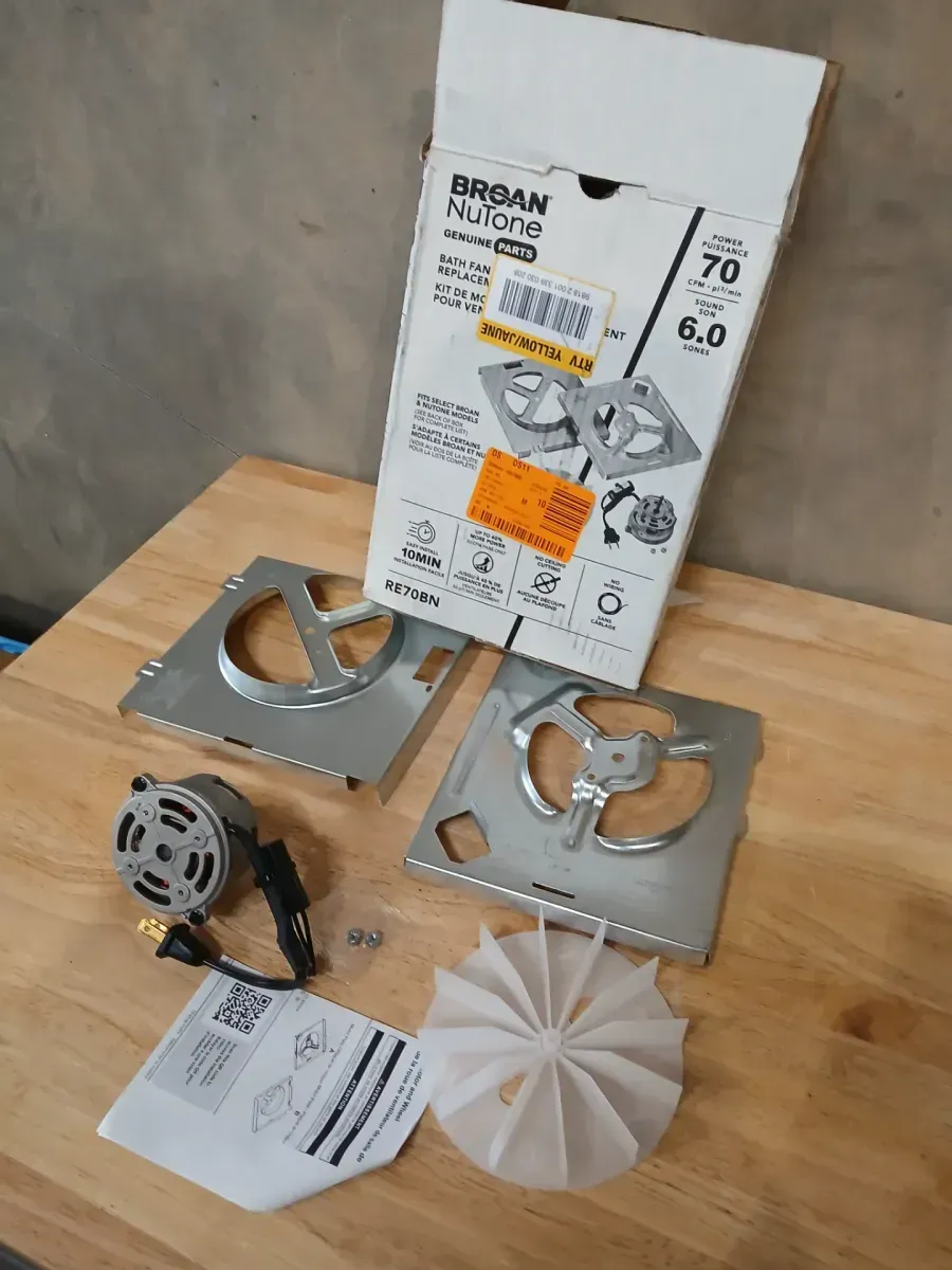 Universal Bathroom Exhaust Fan Motor and Blower Wheel Replacement Kit - image 3