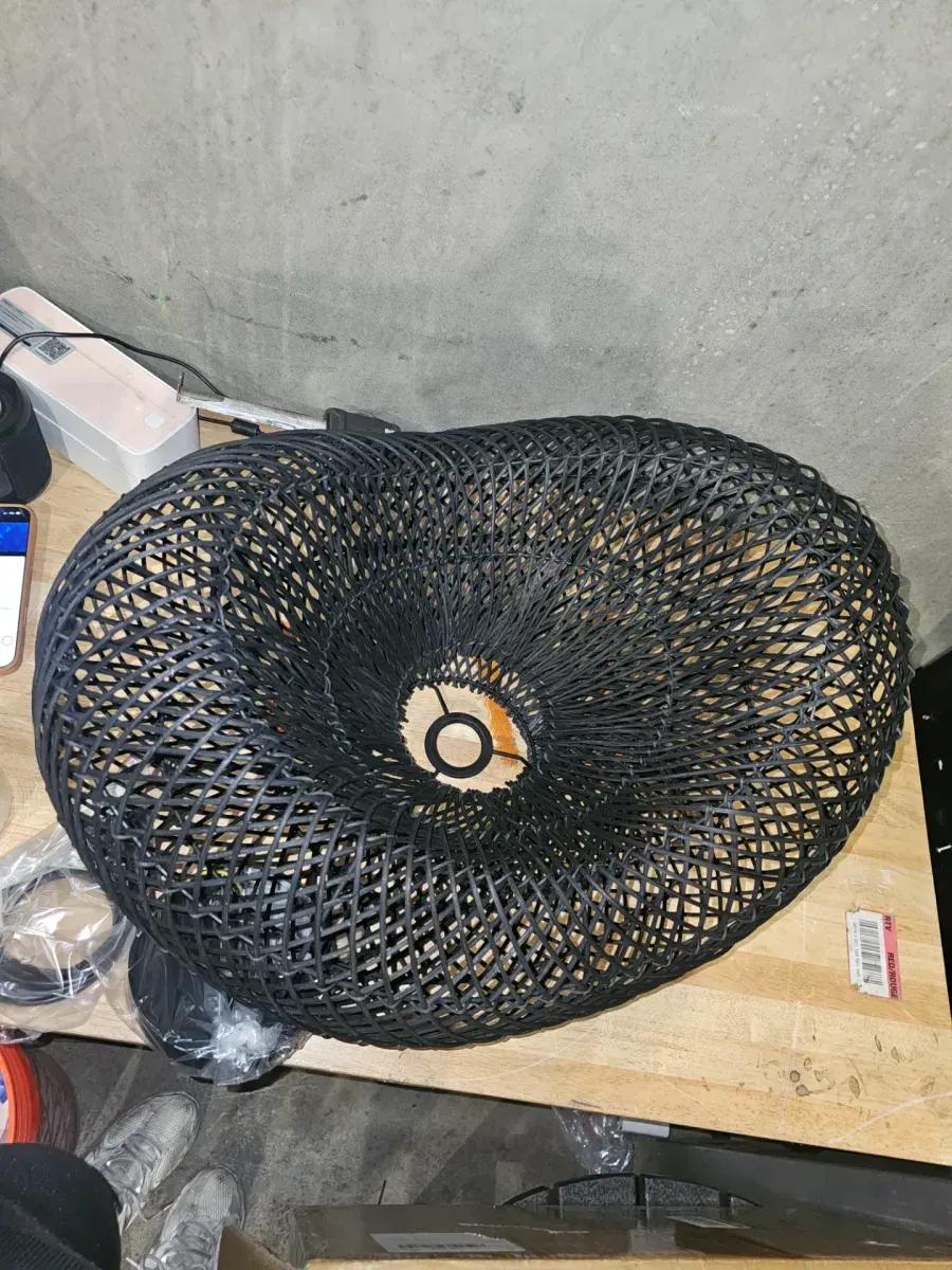 1-Light Black Hand-Woven Rattan Pendant Light with Dome Shape, No Bulbs Included 24 in. - image 3