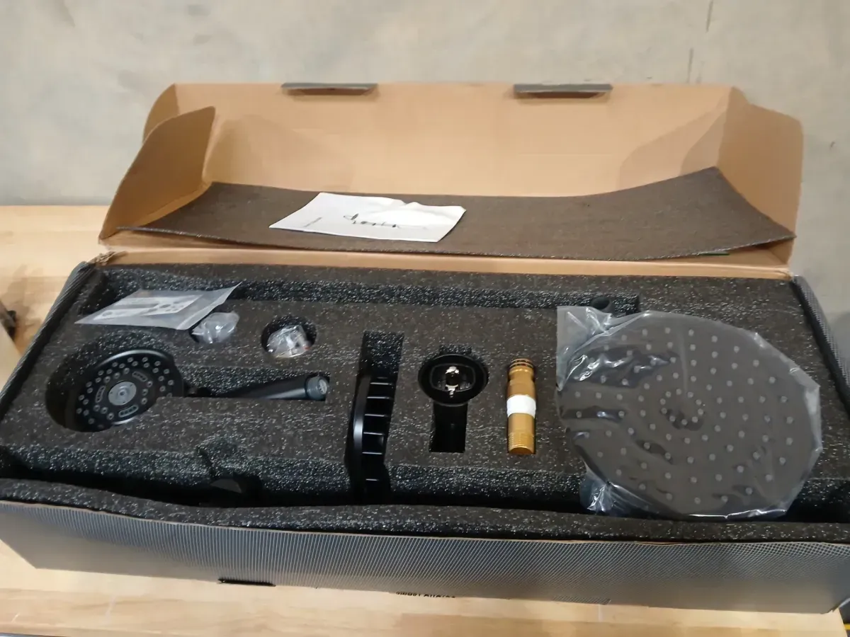 5-Spray Round Wall Bar Shower Kit with Hand Shower with Adjustable Soap Basket in Oil Rubbed Bronze - image 2