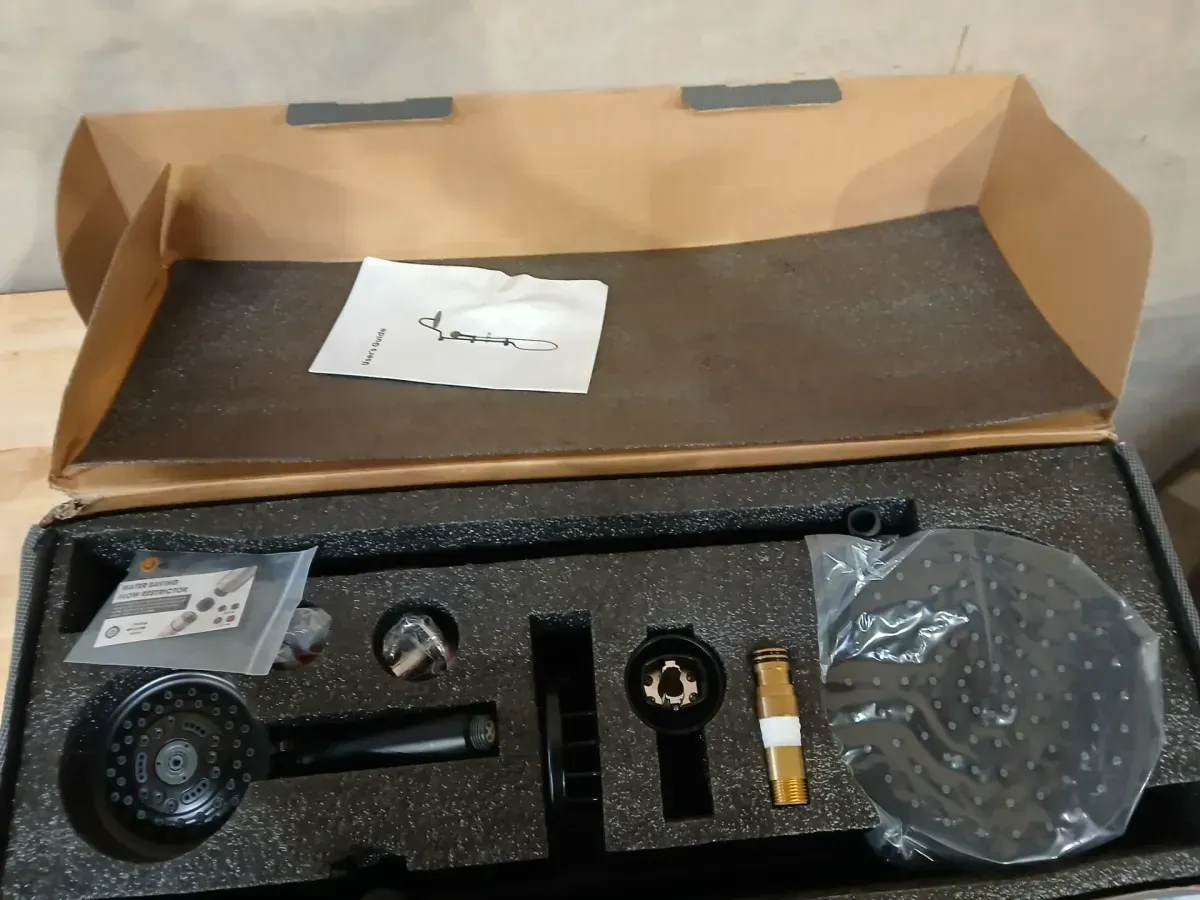 5-Spray Round Wall Bar Shower Kit with Hand Shower with Adjustable Soap Basket in Oil Rubbed Bronze - image 3