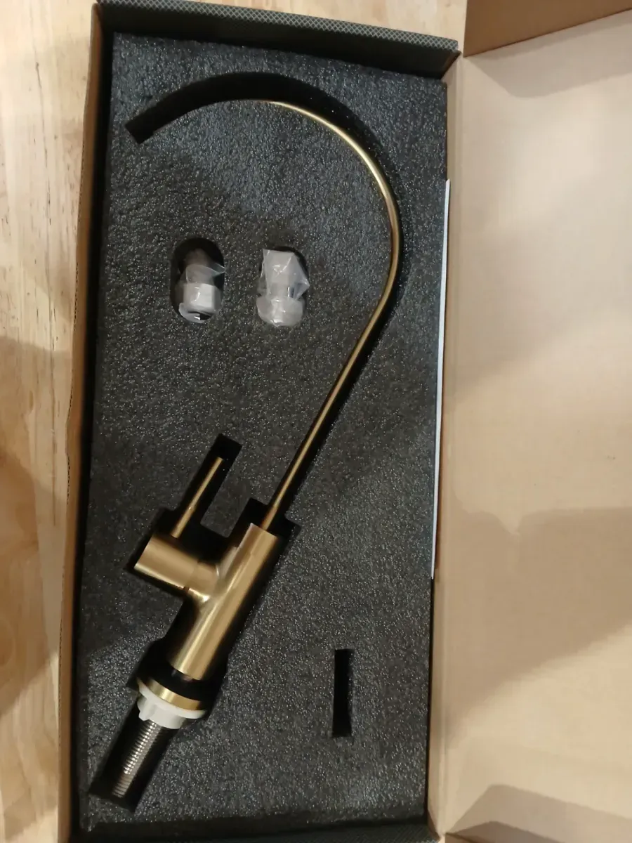 Modern Gooseneck Water Filter Faucet in Brushed Gold - image 3