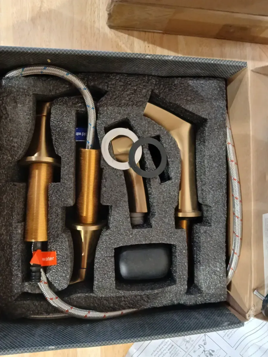 Widespread 3-Hole Bathroom Sink Faucet with Pull-Out Sprayer, Brushed Gold Finish - image 3