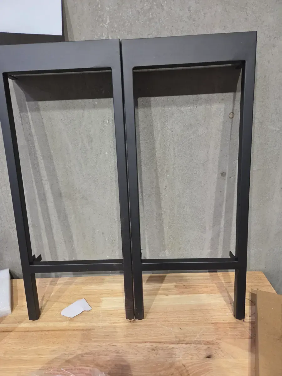 Modern 2-Tier Glass Console Table with Black Metal Frame - image 3