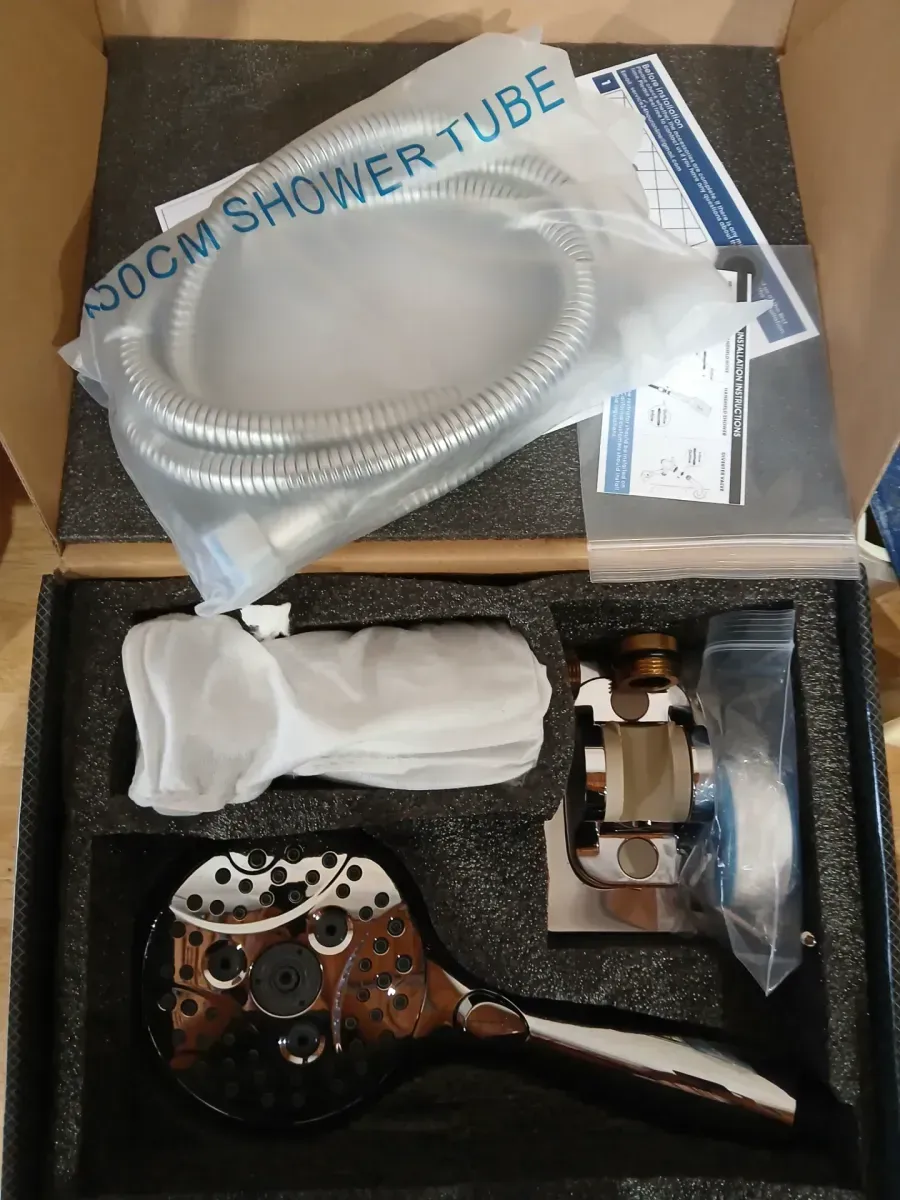 Polished Chrome Bathtub Faucet with Handheld Shower Head Set - image 3