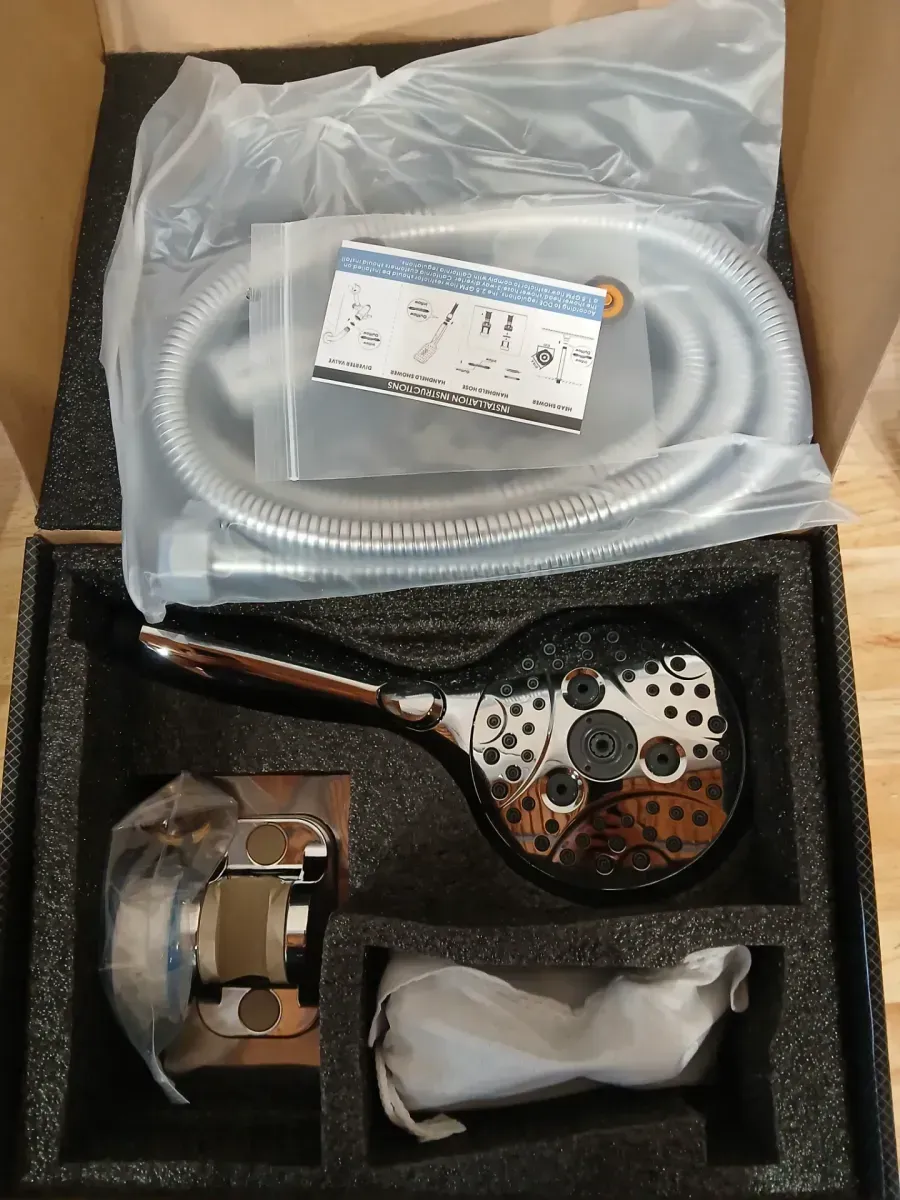 Polished Chrome Bathtub Faucet with Handheld Shower Head Set - image 4