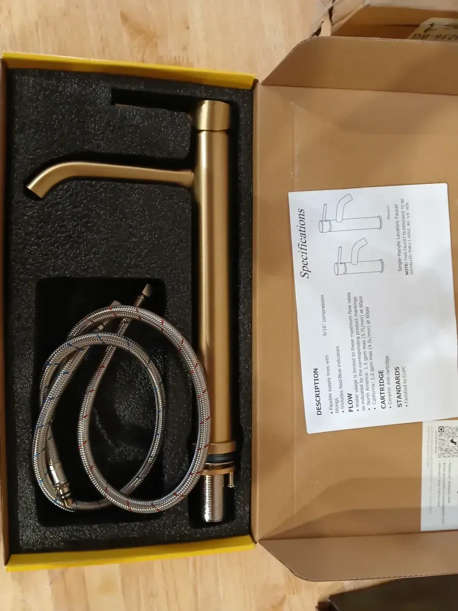 Modern Single-Handle Tall Vessel Sink Faucet in Brushed Gold - image 2