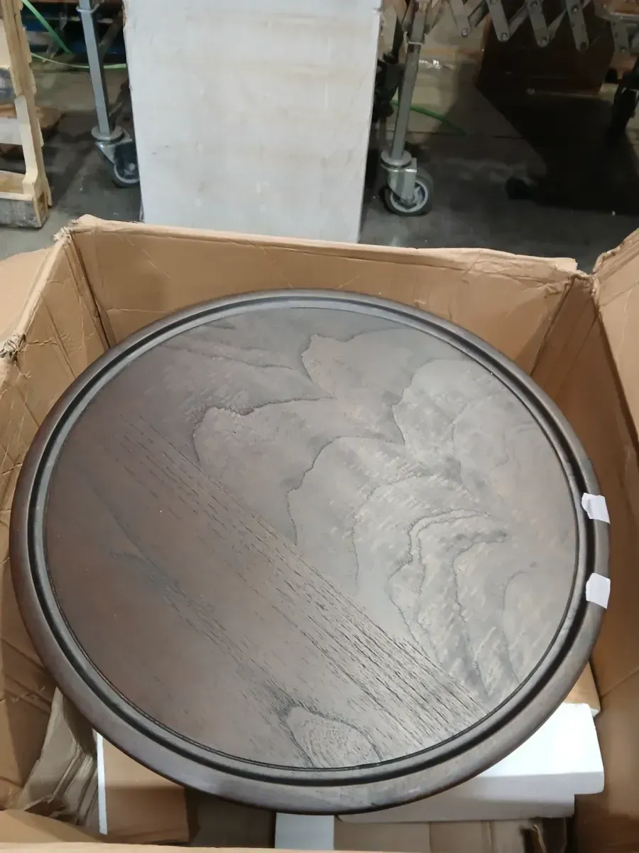 Devin 28 in. Dark Brown Round Wood Top Coffee Table with Pedestal Base - image 3